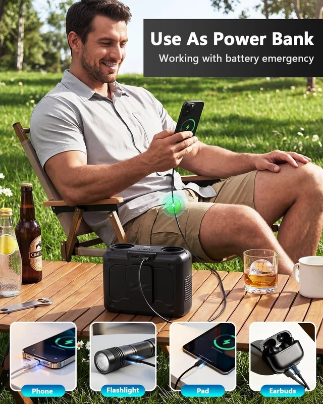 Alt view image 7 of 7 - 20000mAh Personal Waist Fan 22000RPM Dual Motors, 200% Strong Airflow & True High Speed, Up to 41H Cooling, Rechargeable Portable Fan for Jobsite, Travel & World Cup, Gift for Men, Dad & Him