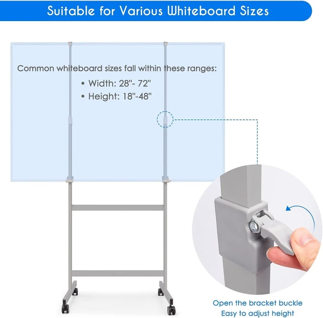 Alt view image 5 of 7 - Maxtek Mobile Whiteboard Stand with Wheels, Stand Only, No Drill | Height Adjustable Dry Erase Boards, Rolling Easel Frame for Home, Office, Homeschool & Classroom (Grey)
