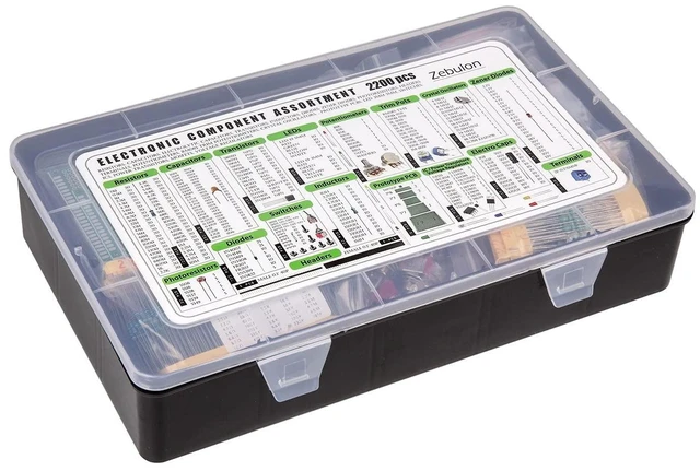 Alt view image 6 of 6 - 2200 pcs Electronic Component Assortment Kit | Capacitors, Resistors, Transistors, Inductors, Diodes, Potentiometer, IC, LED & PCB