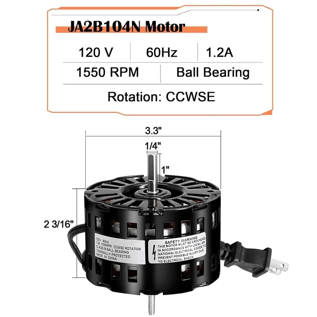 Alt view image 3 of 7 - JA2B104N Vent Fan Motor Replacement for Broan 86933, 86933-000, 8693000, 86933000, 40933 Bathroom Exhaust Fan Motor for Nutone 8664RP, 8663RP, 8673RP, 676-D, 2676F-A, 5KSM84DFK120P