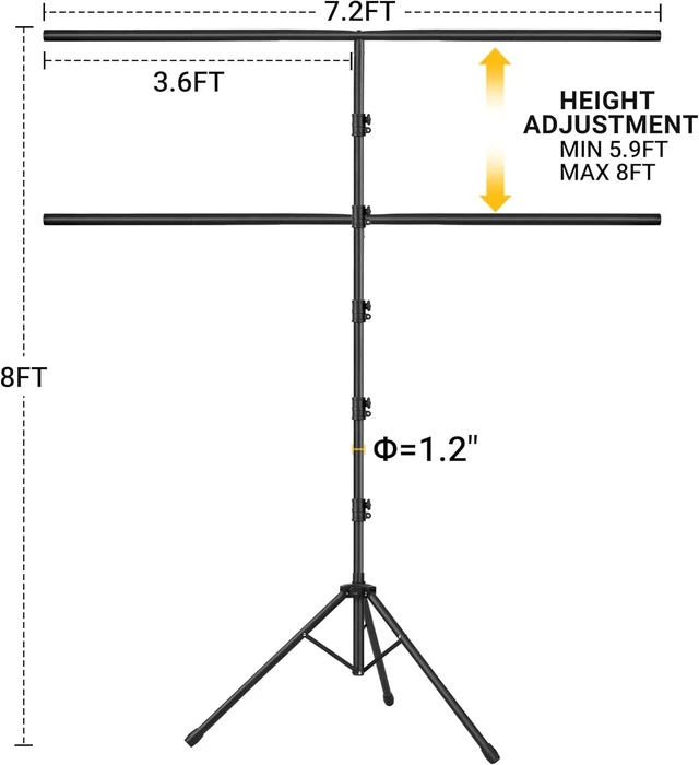 Alt view image 2 of 7 - 8x7.2ft Green Screen Backdrop with Stand Portable Greenscreen Background, T-Shape Stand Kit with 6 Spring Clamps, Sandbag & Carry Bag for Zoom & Video