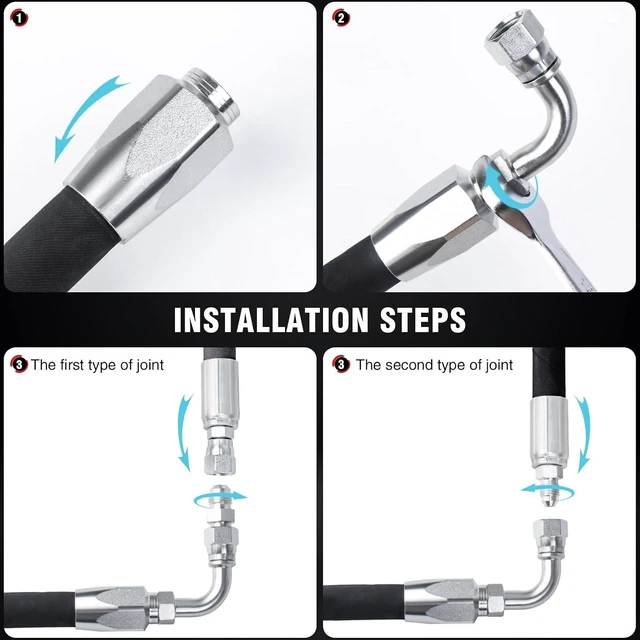 Alt view image 5 of 6 - 2-Pack 90 Degree Reusable Hydraulic Hose Field Repair Kit, 1/4" Inner Diameter