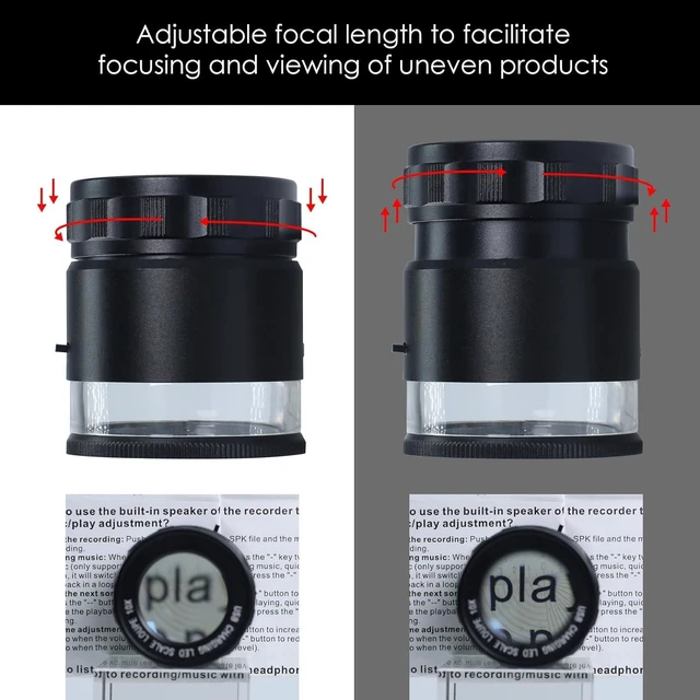 Alt view image 4 of 7 - 10X Rechargeable Jewelers Loupe Magnifier LED Lights & 3 Reticle Scales, 25mm Field of View, Adjustable Focus for Gems, Coins, Watch, Stamps & Plants