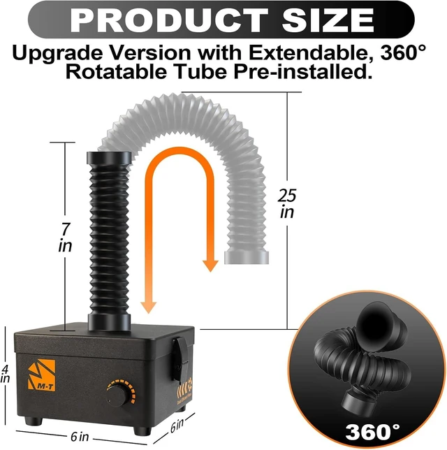 Alt view image 5 of 7 - 80W 168m³/h Solder Fume Extractor Smoke Absorber with HEPA Filter & Carbon, 3-Speed Adjustment for Soldering, Welding, 3D Printing,Random colors