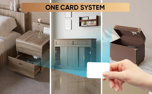 Alt view image 2 of 7 - Hidden Invisible Smart Cabinet Lock RFID Keyless Drawer Locks for Adults & Children Proof, TTlock APP Compatible with Alexa & Google Home for Sliding Cabinet and Box, No Drilling, NFC, Card