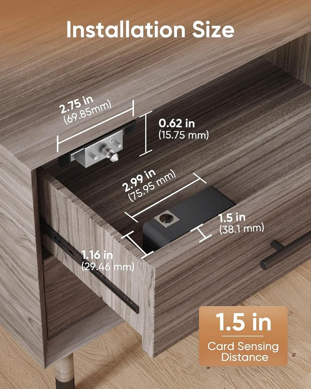 Alt view image 7 of 7 - Hidden Invisible Smart Cabinet Lock RFID Keyless Drawer Locks for Adults & Children Proof, TTlock APP Compatible with Alexa & Google Home for Sliding Cabinet and Box, No Drilling, NFC, Card