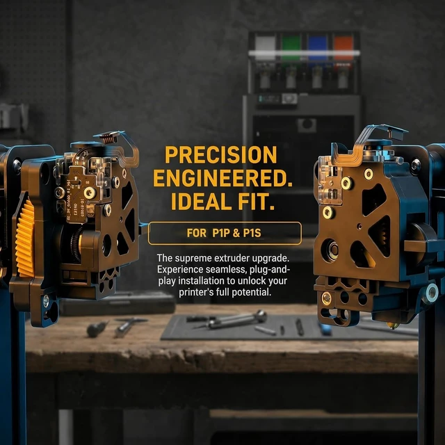 Alt view image 2 of 7 - Hardened Steel Dual-Gear Extruder Kit for Bambu Lab P1P/P1S with Filament Sensor & High Torque Motor