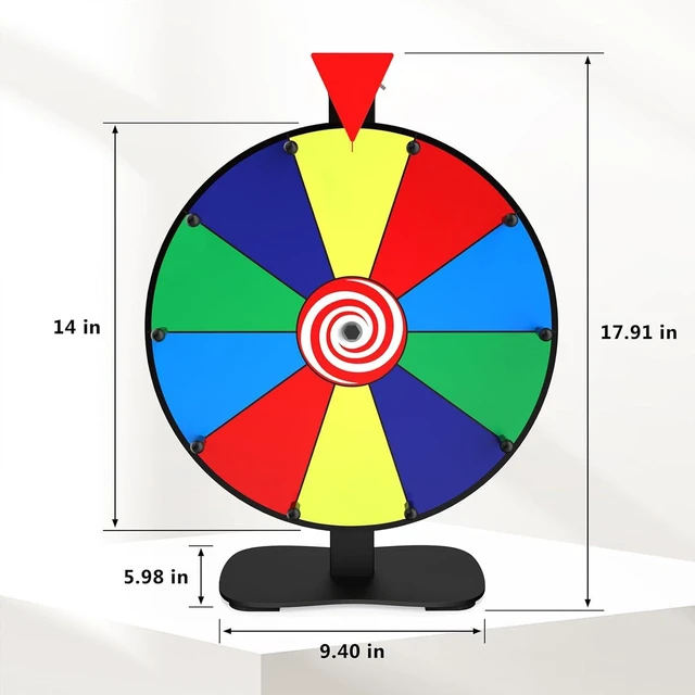 Alt view image 2 of 7 - 14 Inch Heavy Duty Tabletop Prize Wheel with 10 Slots Color Spinning Wheel with Dry-Erase Marker & Eraser for Parties, Trade Shows & Carnival Events