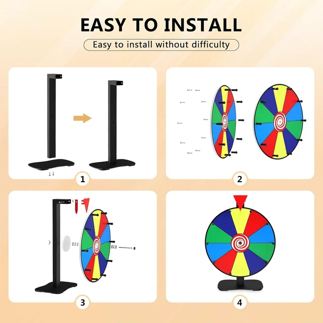 Alt view image 5 of 7 - 14 Inch Heavy Duty Tabletop Prize Wheel with 10 Slots Color Spinning Wheel with Dry-Erase Marker & Eraser for Parties, Trade Shows & Carnival Events