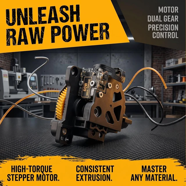 Alt view image 7 of 7 - Hardened Steel Dual-Gear Extruder Kit for Bambu Lab P1P/P1S with Filament Sensor & High Torque Motor