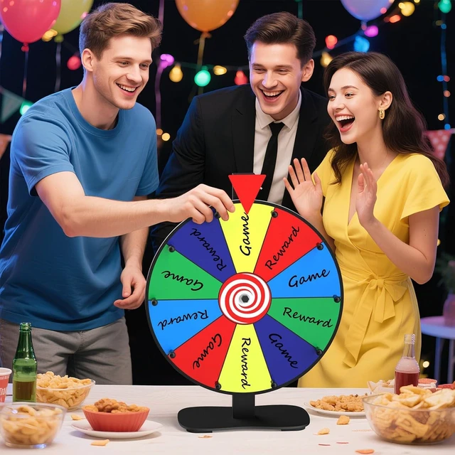 Alt view image 7 of 7 - 14 Inch Heavy Duty Tabletop Prize Wheel with 10 Slots Color Spinning Wheel with Dry-Erase Marker & Eraser for Parties, Trade Shows & Carnival Events