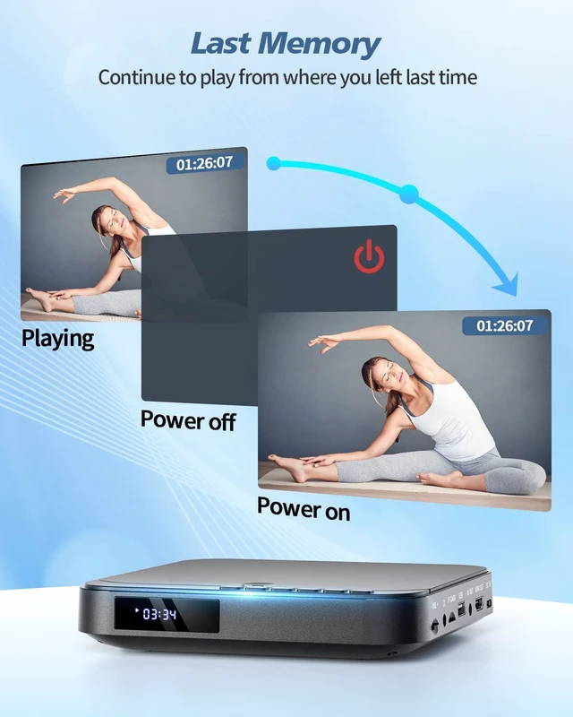 Alt view image 6 of 7 - Mini DVD Player for TV with HDMI, Region Free, 1080P Upscaling | Small Compact DVD/ CD Player for Home with AV Output, USB/TF Card Input, Resume, Remote Control, Supports PAL/NTSC