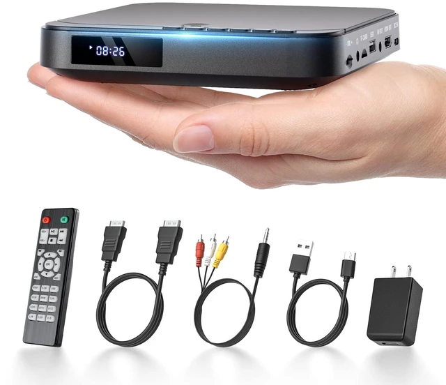 Main image of Mini DVD Player for TV with HDMI, Region Free, 1080P Upscaling | Small Compact DVD/ CD Player for Home with AV Output, USB/TF Card Input, Resume, Remote Control, Supports PAL/NTSC
