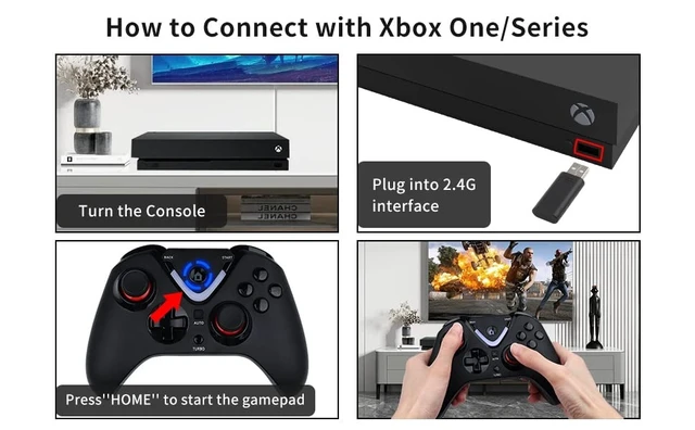 Alt view image 6 of 7 - Wireless Game Controller with LED Lighting Compatible with Xbox One S/X, Xbox Series S/X Gaming Gamepad, Remote Joypad with 2.4G Wireless Adapter, Rechargeable Battery