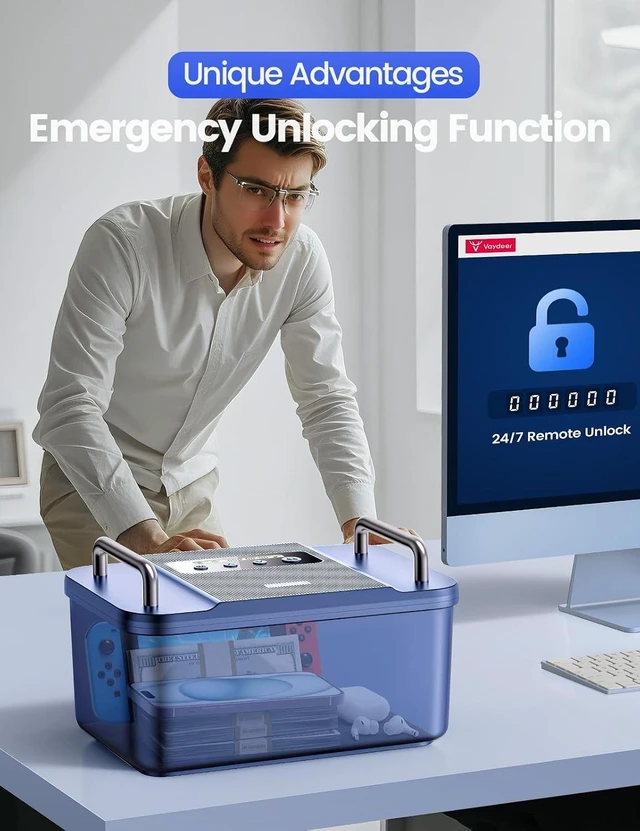 Alt view image 6 of 7 - Safe Timed Lock Box with Dual Metal Handles-Phone Lock Box with Timer Unplug from Phone, Video Game, Social Media, Craving, Self-Control Lockable Storage Box for Focus & Self-Control(Black)