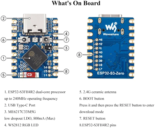 Alt view image 9 of 10 - (3PCS) ESP32-S3 Mini Development Board, Based on ESP32-S3FH4R2 Dual-Core Processor, 240MHz, 2.4GHz Wi-Fi & Bluetooth 5, Support IoT, Mobile Devices, Wearable Electronic Devices, Smart Homes