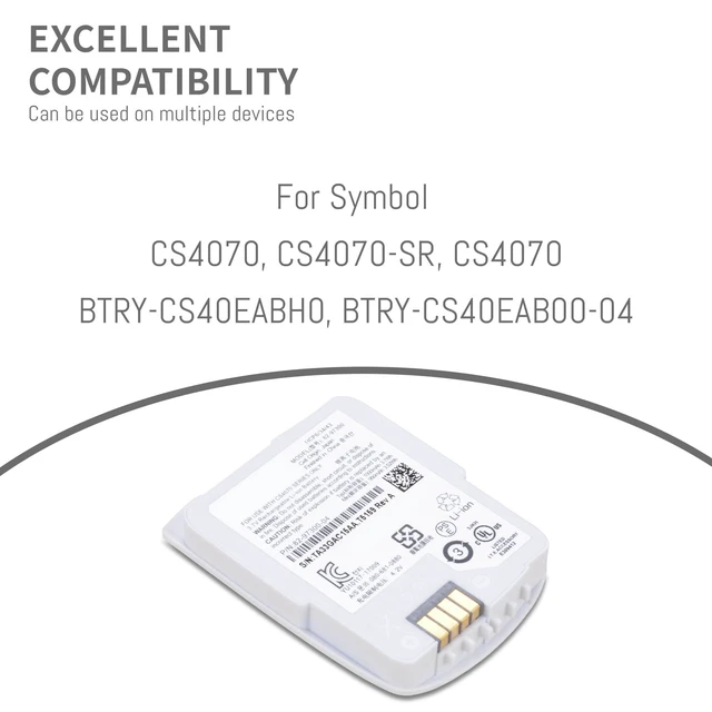 Alt view image 8 of 10 - 82-97300-04 Battery Compatible for Symbol CS4070, CS4070-SR, CS4070, BTRY-CS40EABH0, BTRY-CS40EAB00-04 82-97300 82-97300-01 82-97300-02 82-97300-03 82-97300-04 Scanner Battery Replacement 3.7V 1000mAh