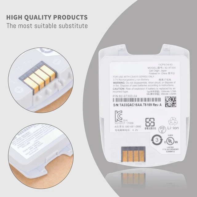 Alt view image 9 of 10 - 82-97300-04 Battery Compatible for Symbol CS4070, CS4070-SR, CS4070, BTRY-CS40EABH0, BTRY-CS40EAB00-04 82-97300 82-97300-01 82-97300-02 82-97300-03 82-97300-04 Scanner Battery Replacement 3.7V 1000mAh