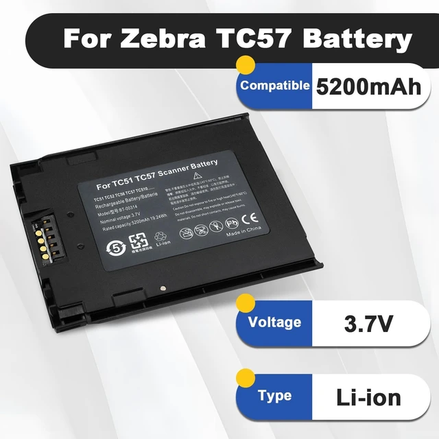 Alt view image 10 of 10 - oliadeo for Zebra TC57 Battery Replacement: TC57 TC51 TC52 TC56 TC510 TC510K TC520L TC51HC TC57HO TC510K-1PAZU2P-A6 BT-000314A BTRY-TC51-44MA1-01 BTRY-TC51-4A1-01 Barcode Scanner Battery