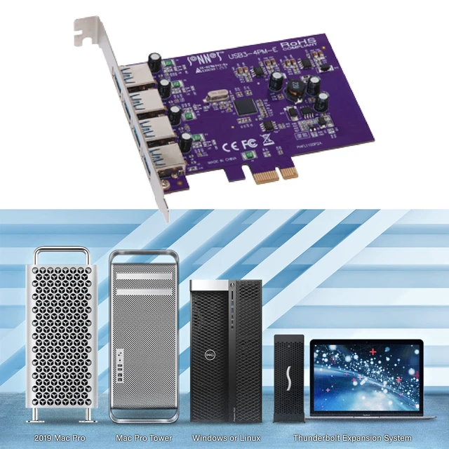 Alt view image 5 of 6 - Sonnet Allegro USB-A 4-Port USB 3.2 Gen 1 PCIe Card Mac Windows Linux 5Gbps