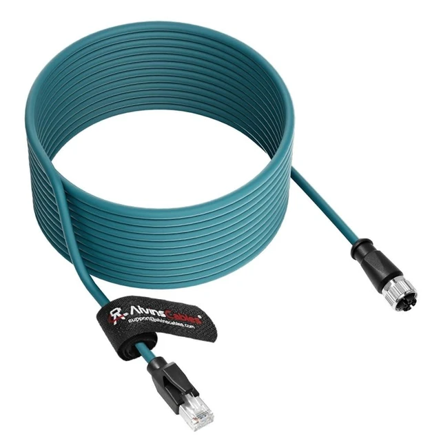 Alt view image 6 of 8 - Alvin's Cables M12 X-Code 8 Pin Female to RJ45 Ethernet Cable Cat6a High-Flex Shielded for Cognex Keyence Basler Industrial Automation Fieldbus Module 32.8ft/10m,Green
