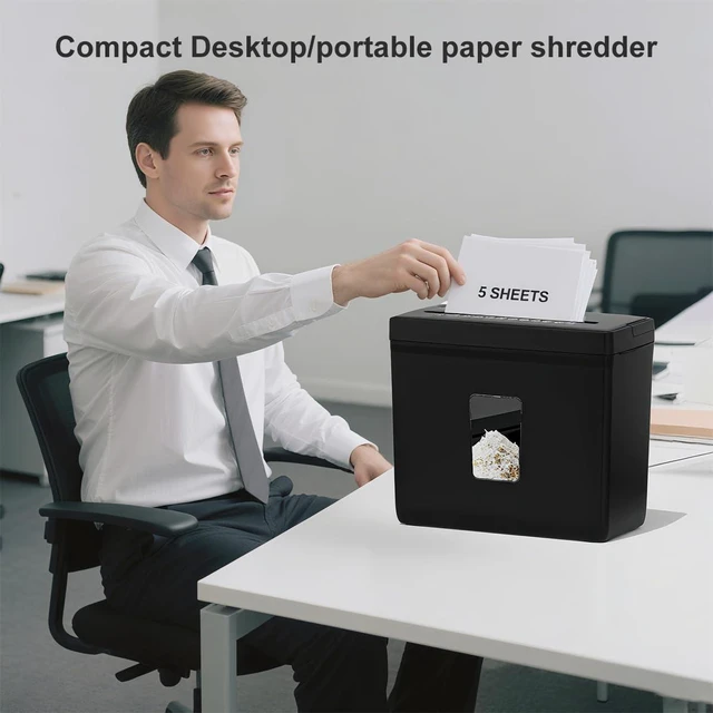 Alt view image 9 of 10 - Woolsche Paper Shredder for Home,5 Sheet Desktop Cross Cut with 2.38-Gallon Basket Shredder,P-4 Security Level, 4-Mode Design, Shreds Paper/Credit Card - Durable, with Jam Proof Function for Home