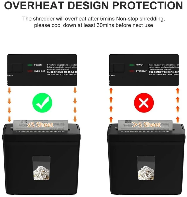 Alt view image 10 of 10 - Woolsche Paper Shredder for Home,5 Sheet Desktop Cross Cut with 2.38-Gallon Basket Shredder,P-4 Security Level, 4-Mode Design, Shreds Paper/Credit Card - Durable, with Jam Proof Function for Home