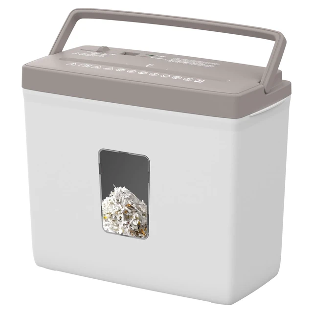 Alt view image 6 of 10 - Suntiko 5-Sheet Cross Cut Paper Shredder for Home Office, P-4 High Security Level Document Shredder with 2.38 Gallon Bin, Jam Proof Design & Thermal Protection for Professional Use, Brown + White