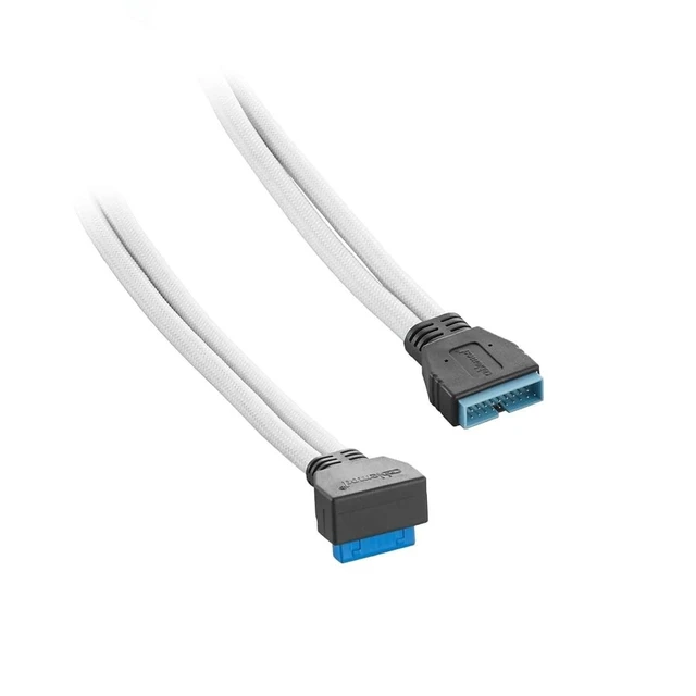 Alt view image 6 of 6 - CableMod ModMesh Sleeved Right Angle Internal USB 3.0 Cable (White, 50cm)