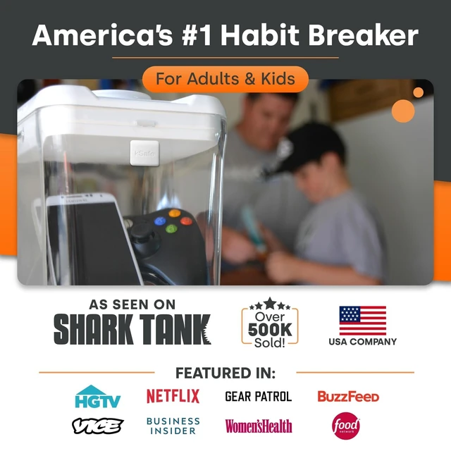 Alt view image 12 of 12 - kSafe Time Locking Container Medium Phone Lock Box, Snack Safe, Self-Control Timer Box, BPA-Free Plastic, No Overrides, 5.5 W x 5.5 H, White Lid, Clear Base