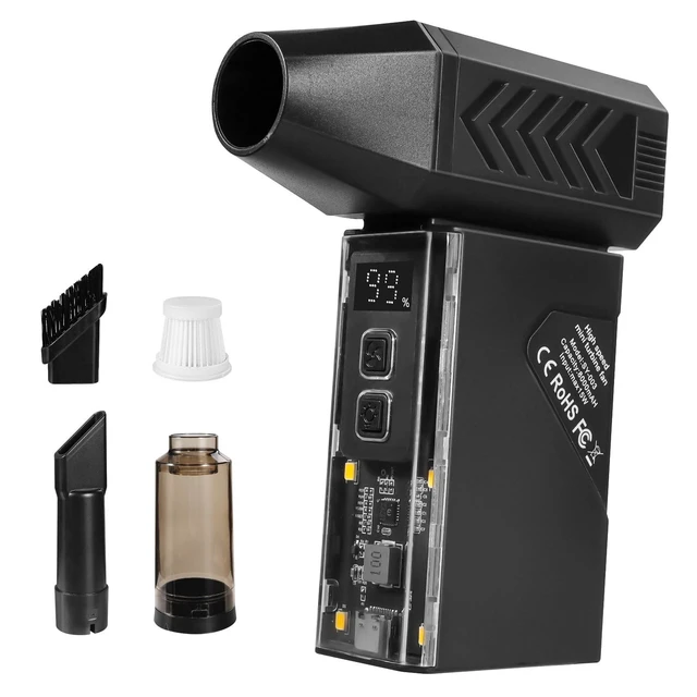 Alt view image 6 of 10 - Newdehanm Violent Turbo FanMini Electric Compressed Air Duster & Vacuum Cleaner,130000RPM Portable Rechargeable Cordless Handheld Air Blower with LED Light for PC, Outdoor, House, Car,8000mAh