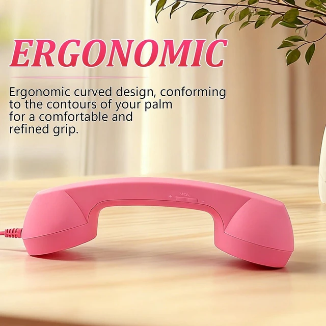 Alt view image 9 of 10 - Retro Phone Handset, 2026 New Retro Style Type-C Phone Handset,Vintage Wired Plug in Handheld Cell Phone Receiver with Microphone, Suitable for Cell Mobile Video Conferences,Calls,Meetings (Red)