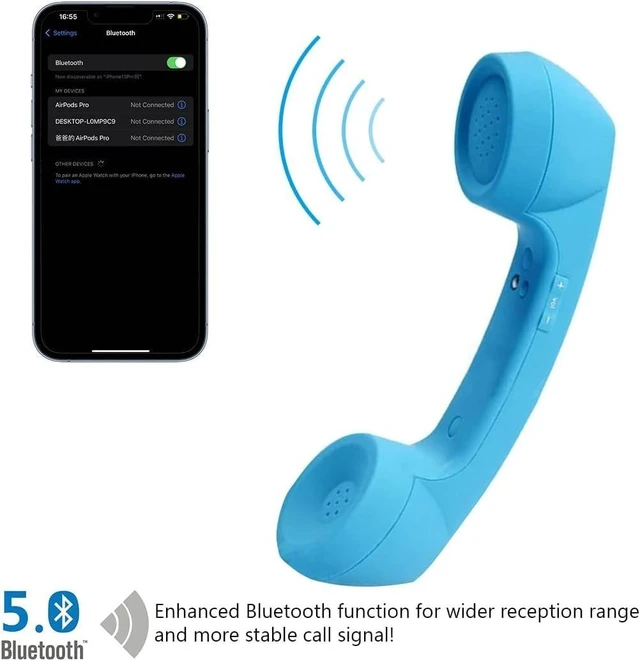 Alt view image 7 of 10 - Retro Phone Handset with Wireless Bluetooth and USB Handsets for Cell Phones Radiation-Proof Comfortable Call