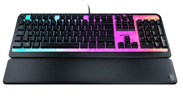 Alt view image 5 of 8 - ROCCAT Magma Silent Membrane Switch PC Gaming Keyboard with 5 Zone/10 LED AIMO RGB Top Plate and Detachable Palm Rest - Black