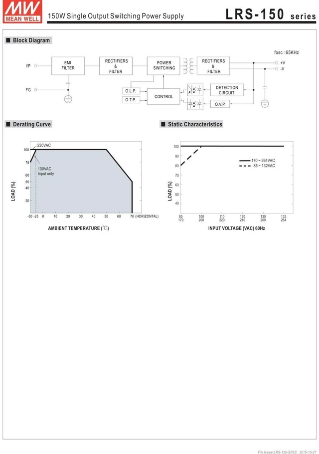 Alt view image 10 of 10 - Mean Well LRS-150-24 Switching Power Supply, Single Output, 24V, 6.5A, 156W, 6.26" L x 3.82" W x 1.18" H