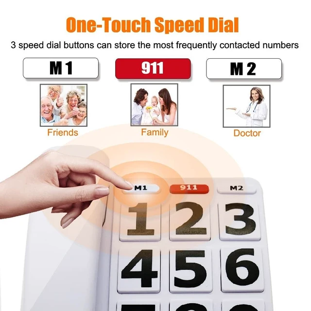 Alt view image 8 of 10 - Big Button Amplified Corded Phone for Elderly & Seniors - Extra Loud Ringer, Home Landline Telephone for Hearing Impaired
