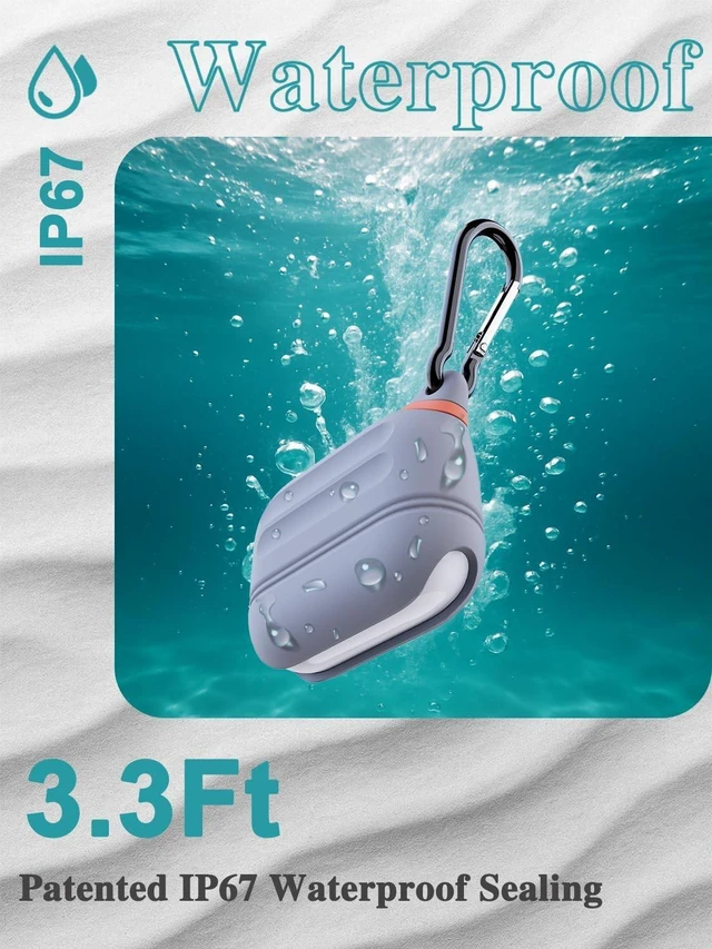 Alt view image 10 of 10 - for AirPods Pro 3 Case Silicone - Waterproof, Shockproof, Drop Protection, Wireless Charging Supported, One-Piece Folding Design with Carabiner for AirPods Pro 3rd Gen (2025) - Grey