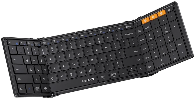 Alt view image 6 of 10 - ProtoArc Foldable Bluetooth Keyboard, XK01 Full-Size Portable Wireless Keyboard for Travel, 105 Keys, 0.65" Keycaps, Multi-Device Sync for iPad Tablet Smartphone Laptop PC Windows iOS Android, Black