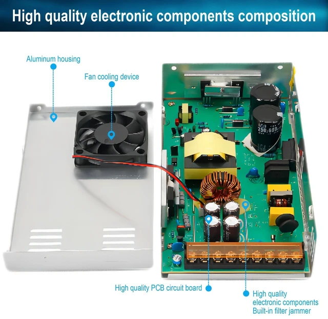 Alt view image 9 of 10 - BOSYTRO 24V 25A 600W DC Switching Power Supply, Universal Regulated Switching AC110V/220V (SMPS), 24 Volt Power Supply for 3D Printer, CCTV Camera Security System,Computer Project