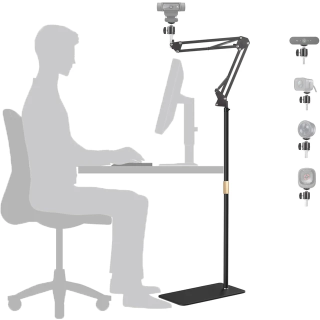 Alt view image 6 of 10 - AceTaken Webcam Floor Stand,70-inch Metal Webcam Floor Holder Compatible with Logitech C920 StreamCam C930 C922 C615 C925e Brio 4K,Brio 500,MX Brio 4K Webcams