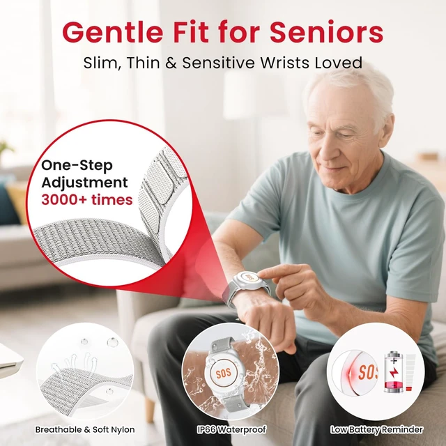 Alt view image 8 of 10 - CallToU Caregiver Pager Wireless Call Button Nurse Alert System 500+ Feet for Home/Elderly/Patient/Disabled 2 Plugin Receiver 2 Waterproof Transmitter 2 Watches Transmitter