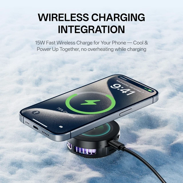 Alt view image 9 of 10 - Rapoo MC05 Phone Cooler for Gaming and Streaming, Semiconductor Cooling Technology, Low-Noise, 15W Magsafe Wireless Charger, RGB Cooling Fan with Removable Grip, Compatible with iPhone Magsafe Series