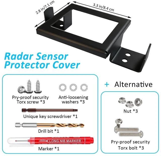 Alt view image 7 of 10 - HOTUFELG Radar Sensor Protector Compatible with Honda Accord 2017-2022, Anti-Theft Cover Kit with Security Screws, High-Grade Steel Black Front Sensor Guard, Easy Installation
