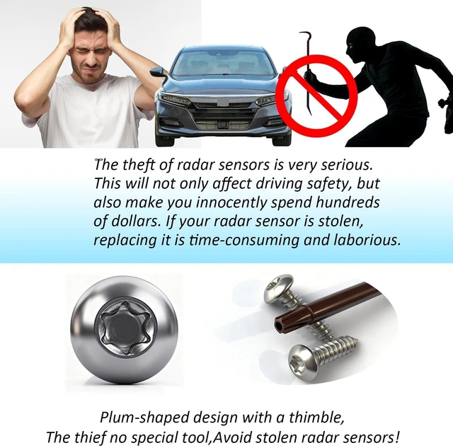 Alt view image 10 of 10 - HOTUFELG Radar Sensor Protector Compatible with Honda Accord 2017-2022, Anti-Theft Cover Kit with Security Screws, High-Grade Steel Black Front Sensor Guard, Easy Installation