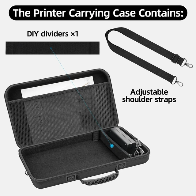 Alt view image 10 of 10 - HESPLUS Hard Travel Case for Canon PIXMA TR160/ TR150/ iP110 Wireless Portable Printer and Battery Pack, Printer Organizer with Adjustable Shoulder Strap, Mesh Pocket fit Ink Tank, Adapter (CASE ONLY)