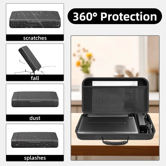 Alt view image 9 of 10 - HESPLUS Hard Travel Case for Canon PIXMA TR160/ TR150/ iP110 Wireless Portable Printer and Battery Pack, Printer Organizer with Adjustable Shoulder Strap, Mesh Pocket fit Ink Tank, Adapter (CASE ONLY)