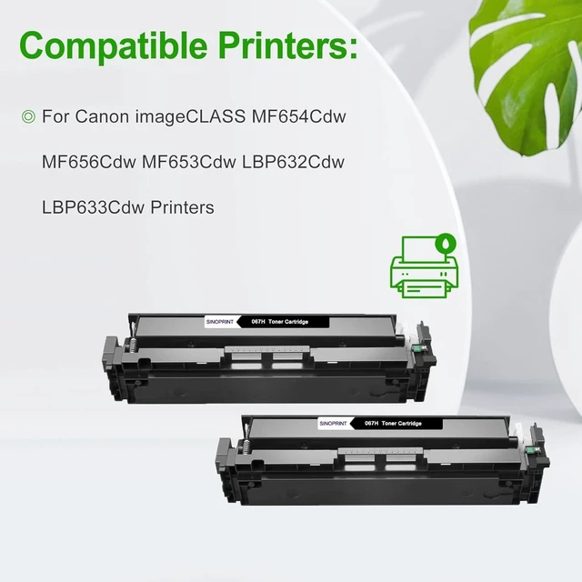 Alt view image 7 of 10 - SINOPRINT 067H 067 Toner Cartridge MF656Cdw Compatible Replacement Black for Canon imageCLASS MF656Cdw LBP632Cdw MF653Cdw LBP633Cdw MF654Cdw Printer High Yield CRG-067 CRG067 Ink 2 Packs Black
