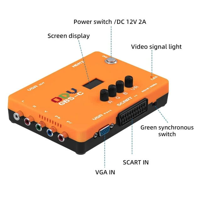 Alt view image 9 of 10 - Mcbazel ODV-GBS-C Component VGA/Scart to VGA/HDMI Scan Converter for Retro Gaming Console with US Plug not Support AV Input