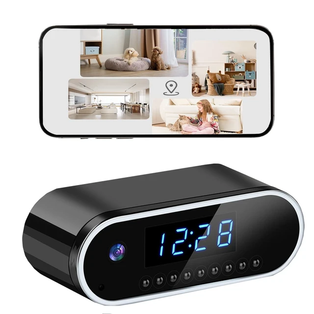 Alt view image 6 of 10 - Aiacmea Wireless Hidden Camera Clock, 1080P HD Nanny Cam with Auto Night Vision for Home Monitoring, Indoor Motion Detection & Phone Alerts, 24H Display, Rechargeable Battery
