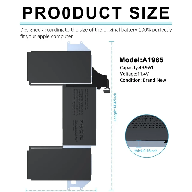 Alt view image 7 of 10 - BNDeluxe A1965 A2179 MacBook Air Laptop Battery A1932 for MacBook Air 13 inch Retina A1932 (Late 2018-2019) A2179 (Early 2020) EMC 3184 3302 A1965 Laptop Battery Replacement 11.4V 49.9WH